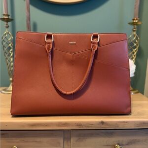 LOVEVOOK 15.6" Waterproof Laptop Tote Bag - Stylish Brown Briefcase for Work